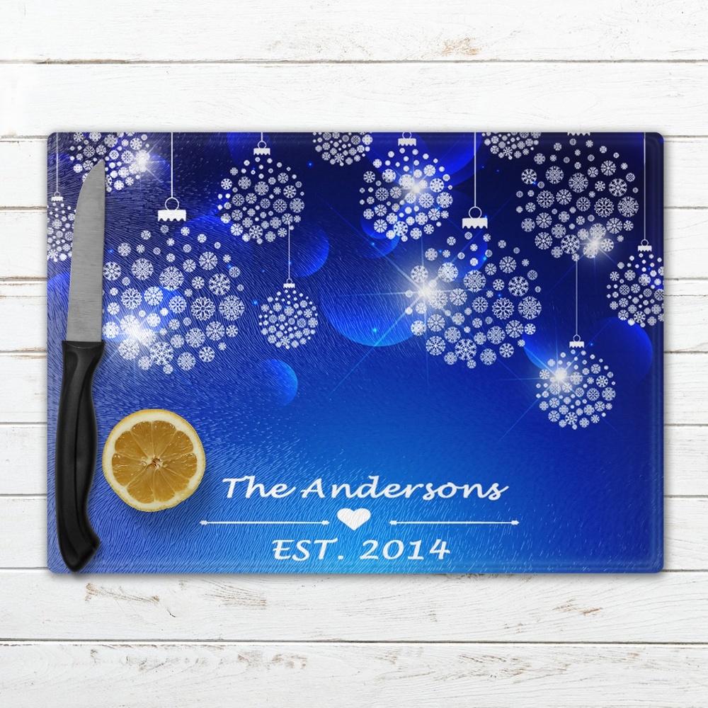 Personalized Holiday Glass Cutting Boards
